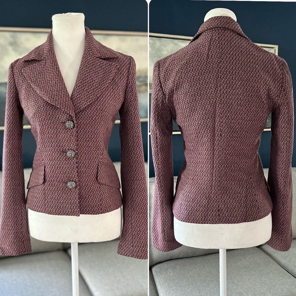 Dolce & Gabana Raspberry Pink Wool Tweed Blazer Jacket, Size US 2/ IT 38